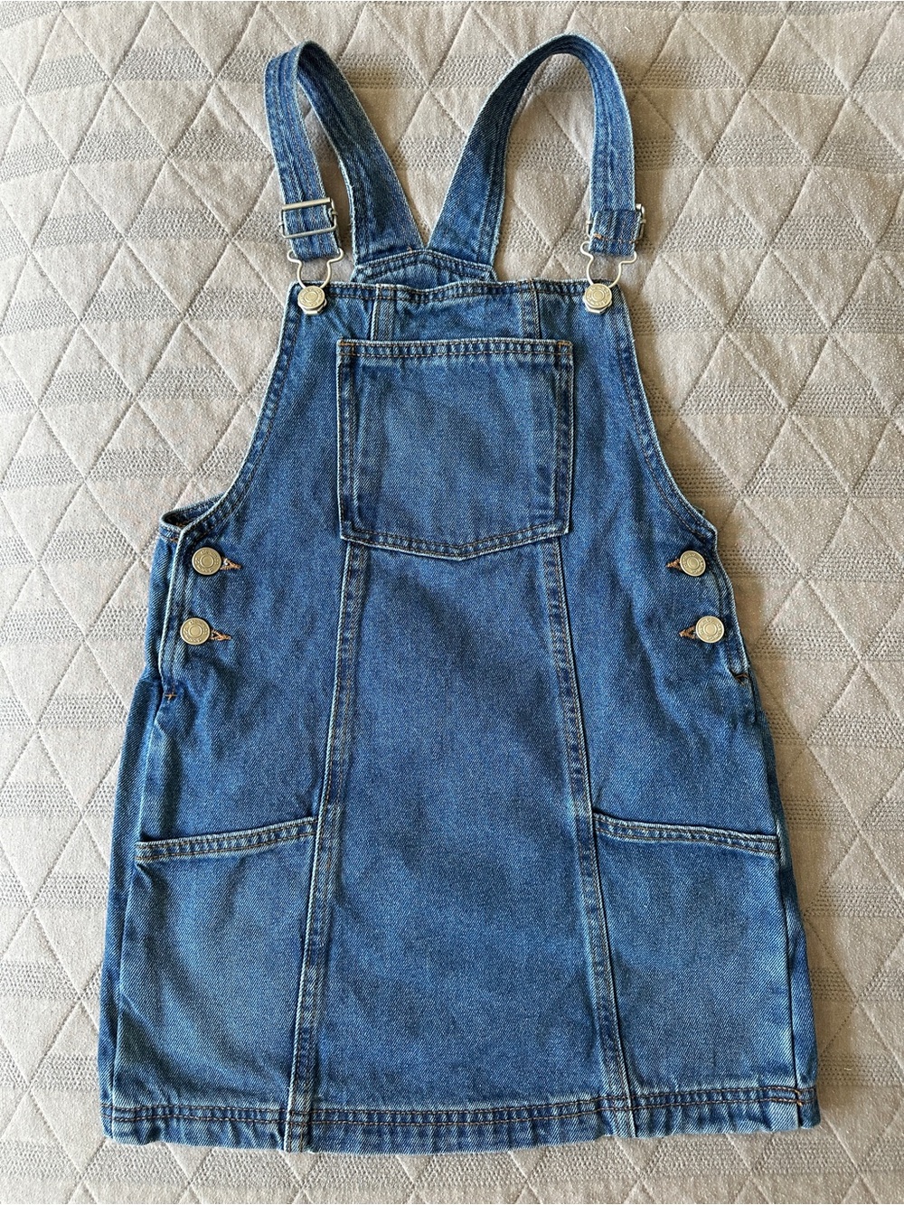 Primark Girls Blue Denim Overall Dress Pinafore Jumper Size 9-10 Years 140cm